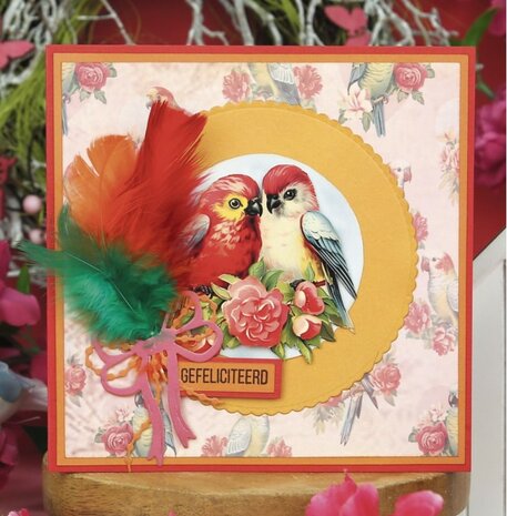 3D Push Out - Berries Beauties - Romantic Birds - Romantic Parrot