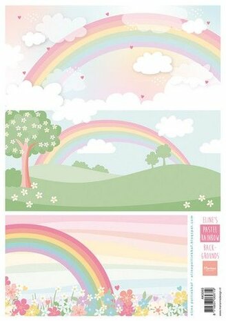 Marianne Design Decoupage Eline&lsquo;s Pastel regenboog achtergronden AK0093 A4