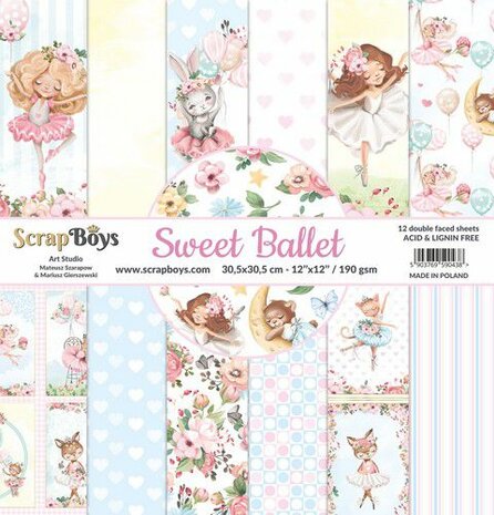 ScrapBoys Sweet Ballet paperset 12 vl+cut out elements 30,5x30,5cm