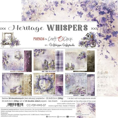 Craft O Clock Paper Pack 20x20 cm Heritage Whispers CC-F39-HWS-07