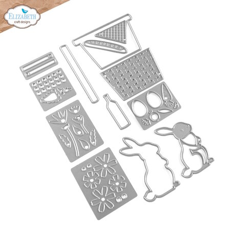 Elizabeth Craft Designs Sunny Days Die Picnic Basket &amp; Bunny (2234)