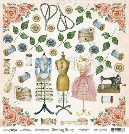 ScrapBoys Sewing Love paper cut out elements 30,5cmx30,5cm DZ SELO-07