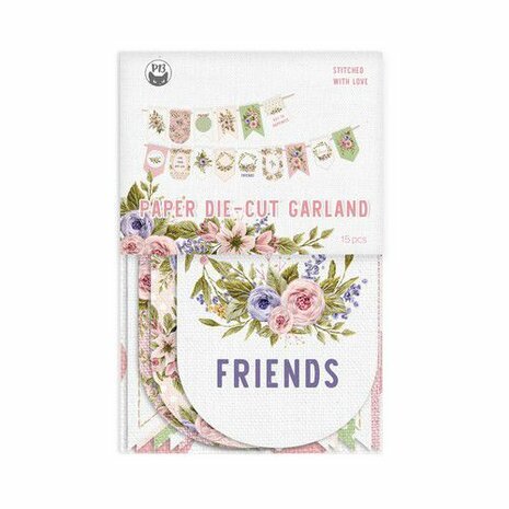 Piatek13 - Paper die cut garland Stitched with love P13-SWL-32