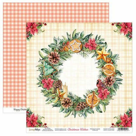 ScrapBoys Christmas Wishes paperset 12 vl+cut out elements-190gr 30,5 x 30,5cm