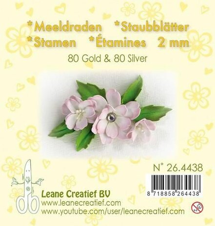 LeCrea - Meeldraden 2mm, &plusmn;80 mat &amp; 80 parel goud en zilver&nbsp;26.4438