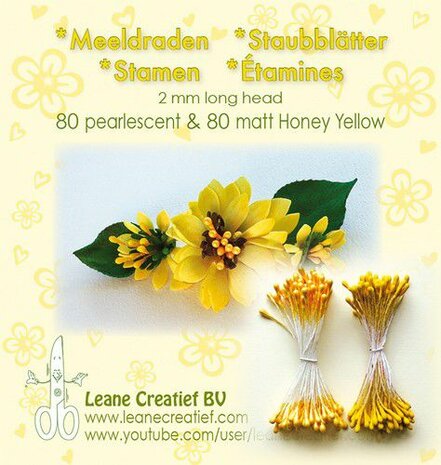 LeCrea - Meeldraden 2mm &plusmn;80 matt &amp; 80 parel honinggeel&nbsp;&nbsp;26.6586
