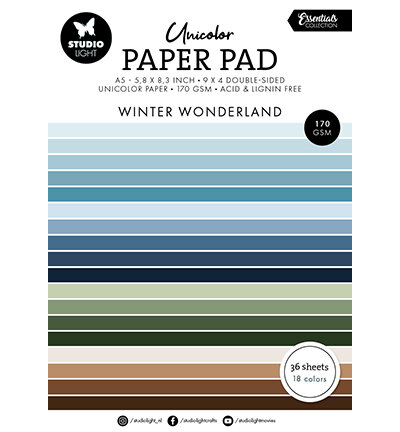 Studio Light Unicolor Paper Pad Winter wonderland Essentials nr.341 SL-ES-UPP341