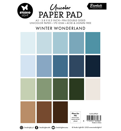 Studio Light Unicolor Paper Pad Winter wonderland Essentials nr.341 SL-ES-UPP341