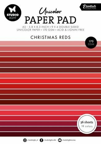 Studio Light Unicolor Paper Pad Christmas reds Essent. nr.205 SL-ES-UPP205 148x210mm