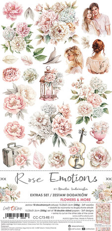 Craft O Clock Extras Set Flowers 15x30 cm Rose Emotions 250 grs 3x6 designs + 1 extra CC-C73-RE-11