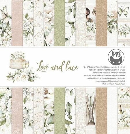 Piatek13 - Paper pad Love and lace 30,5x30,5 cm P13-LAL-08