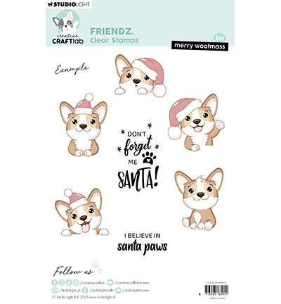 Studio Light Clear Stamp Merry woofmass Friendz nr. 874 CCL-FR-STAMP874