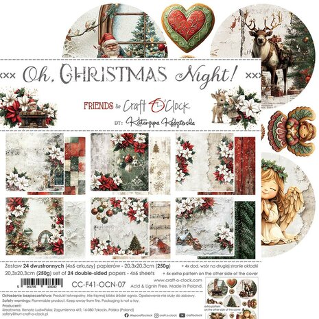 Craft O Clock Paper Pack 20x20 cm Oh Christmas Night&nbsp;CC-F41-OCN-07