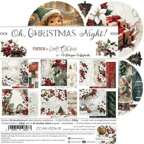 Craft O Clock Set of Papers 15x15 cm Oh Christmas Night CC-F41-OCN-10