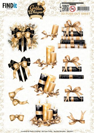  3D Pushout Sheet - Berries Beauties - Golden Whisper - Bow&nbsp;SB10991