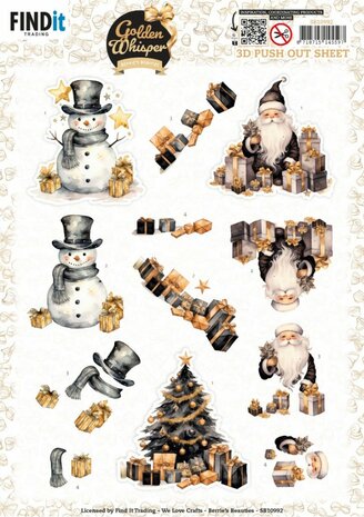 3D Pushout Sheet - Berries Beauties - Golden Whisper - Santa SB10992