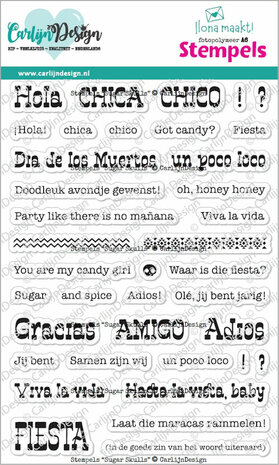 CarlijnDesign Clear stamp Sugar Skulls teksten CDST-0152