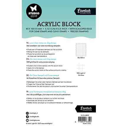 Studio Light Acrylic stamping block for clear and cling stamps with grid Essentials nr. 09 SL-ES-ASB09