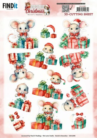 3D Cutting Sheet - Berries Beauties - A Very Furry Christmas - Mouse CD12385