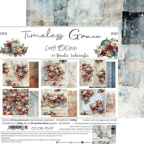 Craft O Clock Paper Pack 20x20 cm Timeless Grace CC-C81-TG-07