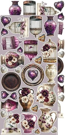 Craft O Clock Extras Set flowers 15x30 cm Plum &amp; Caramel CC-C80-PC-11