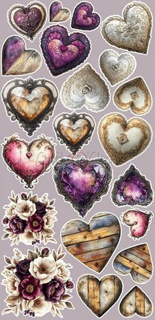 Craft O Clock Extras Set flowers 15x30 cm Plum &amp; Caramel CC-C80-PC-11