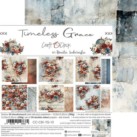 Craft O Clock Set of Papers 15x15 cm Timeless Grace CC-C81-TG-10