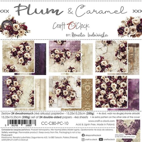 Craft O Clock Paper Pack 15x15 cm Plum &amp; Caramel CC-C80-PC-10