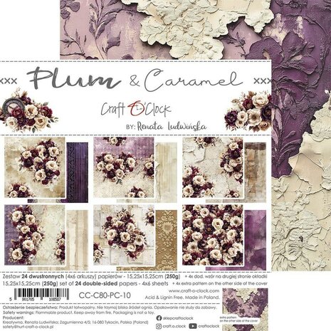 Craft O Clock Paper Pack 15x15 cm Plum &amp; Caramel CC-C80-PC-10