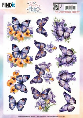 3D Cutting Sheet - Berries Beauties - Flutter Flair - Purple Flutters