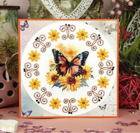 3D Push out Sheet - Berries Beauties - Flutter Flair - Yellow Flutters