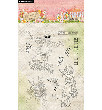 Studio Light Clear Stamp Spring Girls Spring Meadow nr.772 SL-SM-STAMP772