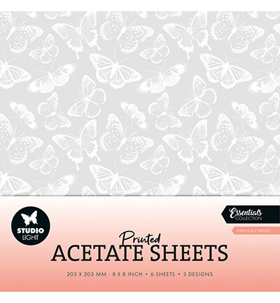 Studio Light Acetate sheets Spring Butterflies Essentials nr.10 6 sheets / 203x203mm SL-ES-ACS10