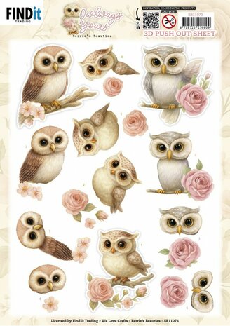 3D Pushout Sheet - Berries Beauties - Owlways Yours - Whimsy SB11073