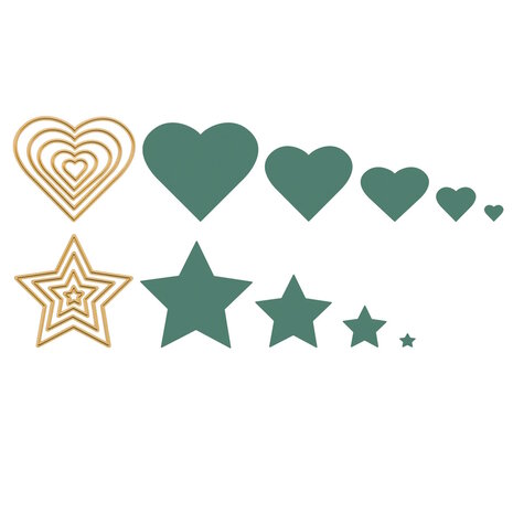 Vaessen Creative &bull; Mini Snijmallen Sterren &amp; Harten 10st 3625-0210