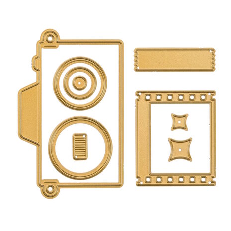 Vaessen Creative &bull; Mini Snij- en Embossingmallen Vintage Camera 9st. 3625-0211