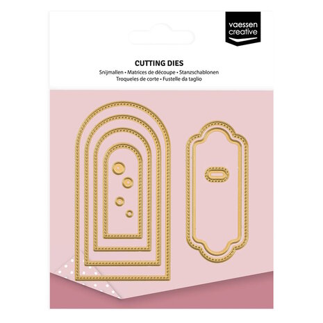Vaessen Creative &bull; Mini Snij- en Embossingmallen Ronde Banners &amp; Labels 11st 3625-0206