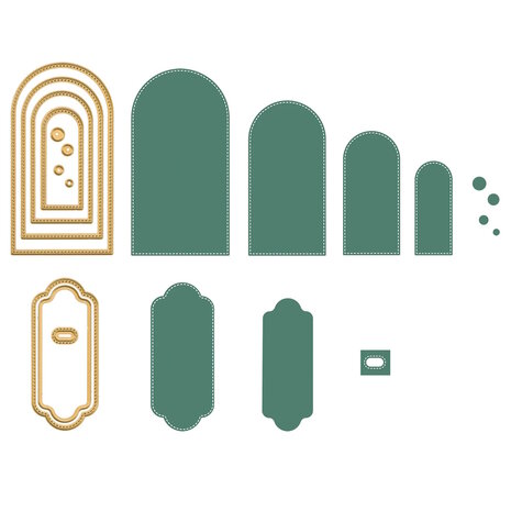 Vaessen Creative &bull; Mini Snij- en Embossingmallen Ronde Banners &amp; Labels 11st 3625-0206