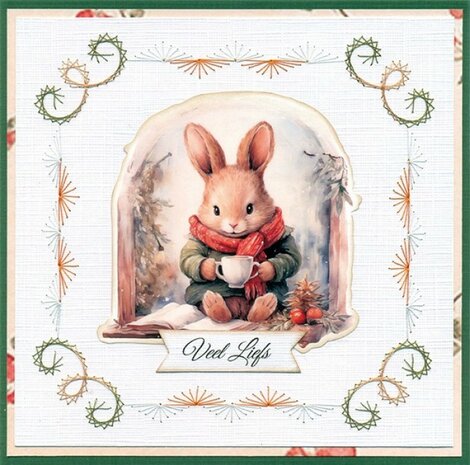 3D Cutting Sheet - Berries Beauties - Winter Bunnies - Drinking Bunnies CD12402