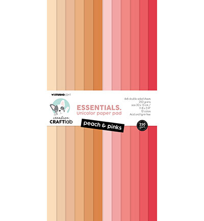 Studio Light Craftlab Unicolor Paper Pad Peach &amp; Pinks Essentials nr.292 CCL-ES-UPP292