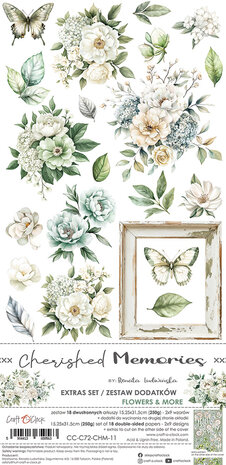 Craft O Clock Extras Set Flowers 15x30 cm Cherished Memories 250 grs 3x6 designs + 1 extra CC-C72-CHM-11