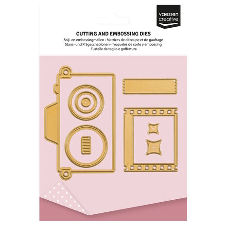 Vaessen Creative &bull; Mini Snij- en Embossingmallen Vintage Camera 9st. 3625-0211