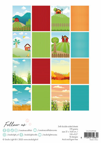 Studio Light - Creative Craftlab - Friendz - Design Paper Pad - On the Farm CCL-FR-DPP308