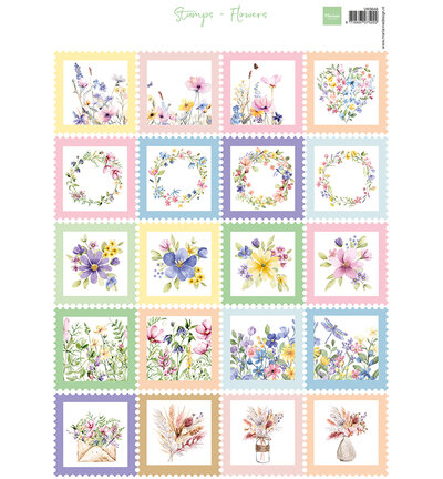 Marianne Design Knipvel A4, Stamps - Flowers VK9646