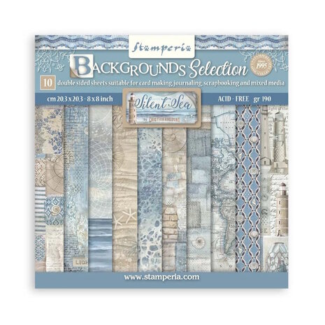 Stamperia Silent Sea  20x20 cm Paper Pack Backgrounds Selection (SBBS126)