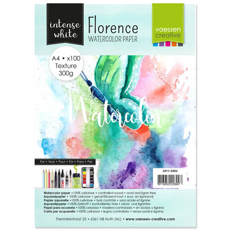 Florence &bull; Aquarelpapier texture Intense White A4