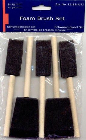Foambrushset assortiment 3x 25 mm / 2 x 50 mm 5&nbsp;ST 12185-8512