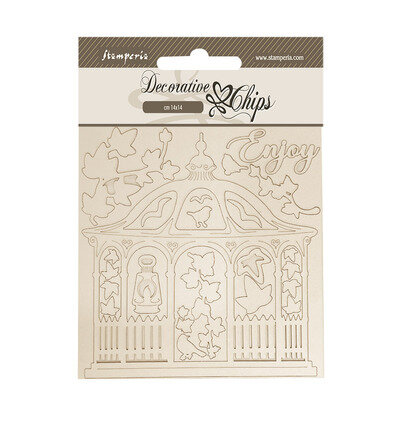 Stamperia Decoratieve Chips &ndash; House of Roses Gazebo SCB259