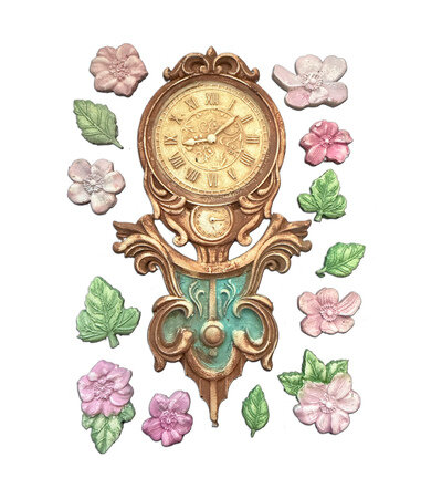 Stamperia Siliconen Mal A5 &ndash; Gardens of Time Clock and Flowers KACMA610