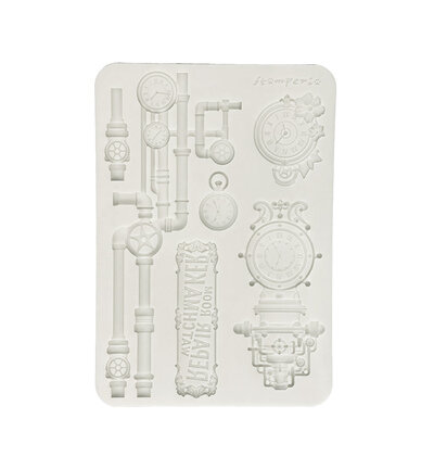 Stamperia Siliconen Mal A5 &ndash; Gardens of Time Clocks and Tubes KACMA608